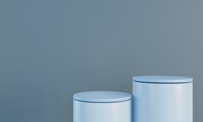 Product display stand on blue background.3D podium on grey background.Geometric platform show cosmetic product.Stage showcase,Abstract.Minimal mockup 3D rendering