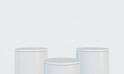 empty white podium.3D display podium on white background.Stand Minimal mockup for presentation.Abstract white background concept.Geometric platform show cosmetic product.Stage showcase.3D rendering