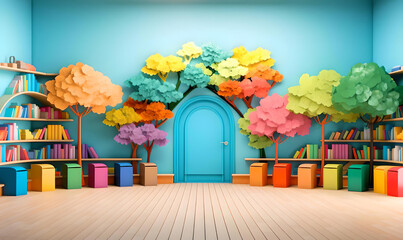 Interactive Colorful Classroom Display: Child-Friendly Diorama Background