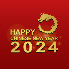 happy chinese new year 2024 year of the dragon with dragon symbols