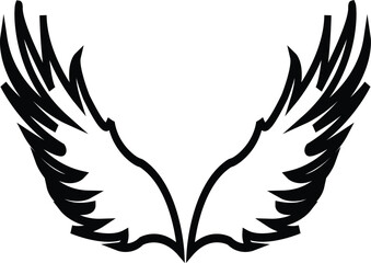 black wings icons. Wings badges. Collection wings badges. Vector