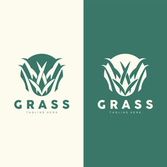 Green Grass Logo Design, Farm Landscape Illustration, Nature Design