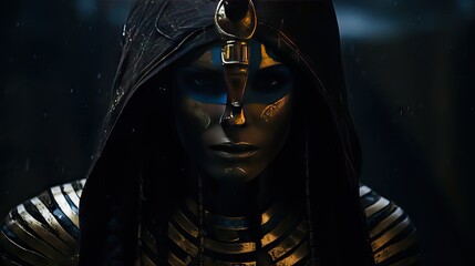 A captivating image of the Egyptian god Seth, embodying chaos, desert, and storm, as well as the complexity of ancient mythology. Generative AI.