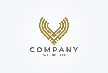 Initial V Eagle logo. letter V forming Eagle Bird design logo. flat design logo template. vector illustration