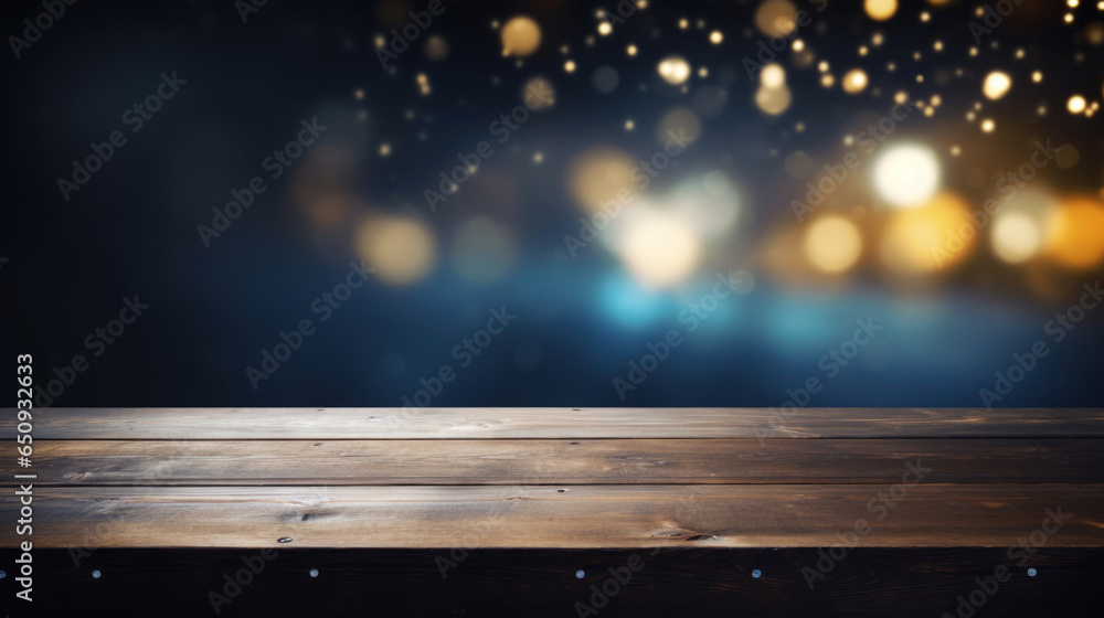 Aufkleber empty black table on blurred gently bokeh background