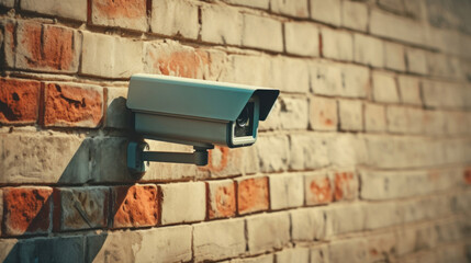 Security camera on the old red brick wall