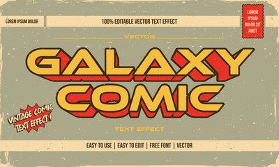 vintage retro dirty worn shabby editable text effect with grunge textured in space comic concept © theos studio