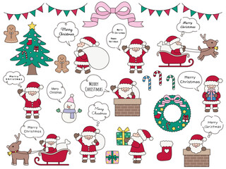 クリスマスのかわいいイラストセット　/ベクター.フレーム,ふきだし