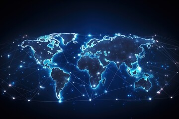 world map and global connection wallpaper. - obrazy, fototapety, plakaty