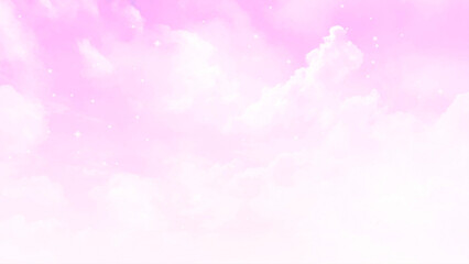 Fototapeta na wymiar Pink sky with beautiful natural white clouds