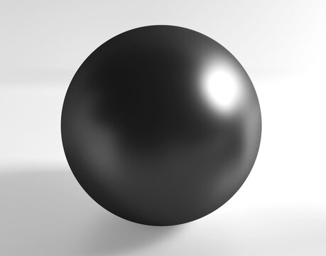 Black ball on white background. Black sphere isolated.