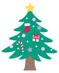 かわいいクリスマスツリーのイラスト　/ベクター