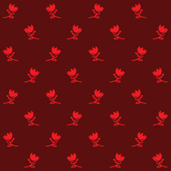 Hand Drawn Abstract Rose Vector Seamless Pattern