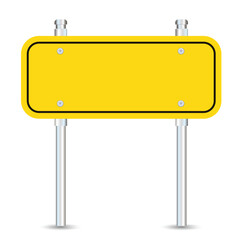 Blank yellow traffic road sign vector illustration