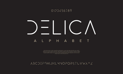 Delica creative modern urban alphabet font. Digital abstract moslem, futuristic, fashion, sport, minimal technology typography. Simple numeric vector illustration