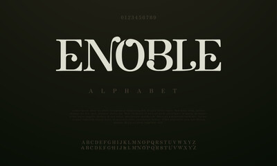 Enoble premium luxury elegant alphabet letters and numbers. Elegant wedding typography classic serif font decorative vintage retro. Creative vector illustration