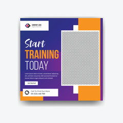 Start training today social media post template design vector 
