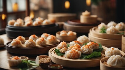 chinese dim sum dumpling - obrazy, fototapety, plakaty