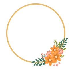 Pink spring floral wedding frame 