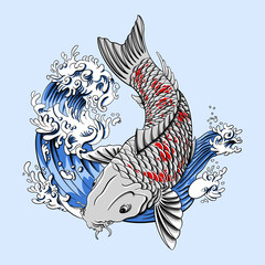 Koi fish japanese illustration