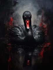 Foto op Canvas black swan in water. Black swans are a symbol for world changing events. generative AI © jackson
