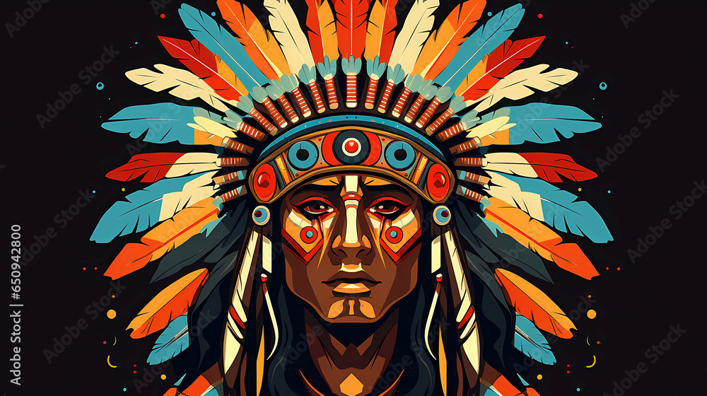 Canvas Prints hand drawn cartoon american indian tribal man illustration