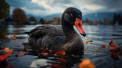Sierkussen black swan in water. Black swans are a symbol for world changing events. generative AI © jackson