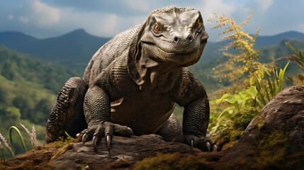 Komodo Dragon in nature - obrazy, fototapety, plakaty