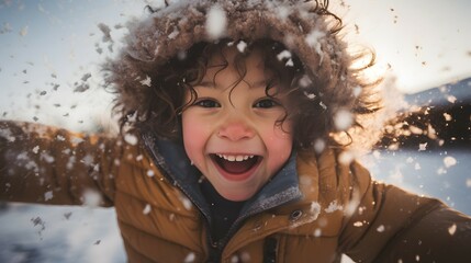 child playing in the snow