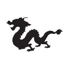 Fototapeta premium dragon silhouette isolated black on white background