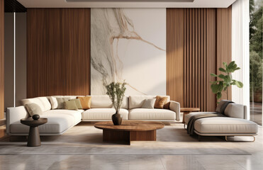 Living room in modern style, minimalist design, copy space. Website images	