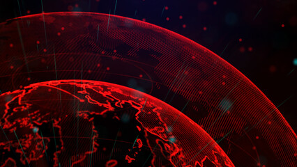 Digital red planet of Earth, 3D animation