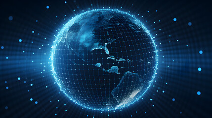 Obraz premium blue globe with code