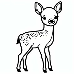 Simple outline of a baby roe deer kids cartoon minimalist black on white lineart 2d flat file silhouette clipart uninterrupted outline as in an svg perfect outline corners make it an outline svg and 