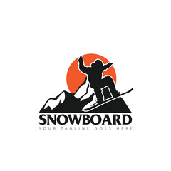 Silhouette of a snowboarder jumping isolated. Vector illustration