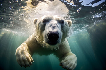Obraz premium polar bear in water