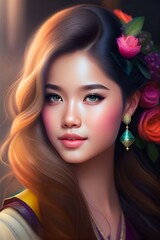 Fototapeta premium portrait of a woman with flowers