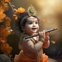 Baby holding a flute