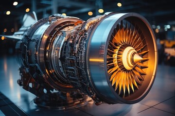 Aircraft jet engine on repair and maintenance - obrazy, fototapety, plakaty