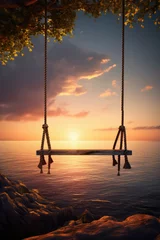 Foto op Plexiglas Beautiful Landscape with Swing © LadyAI