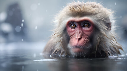 Japanese Macaque in Hotspring