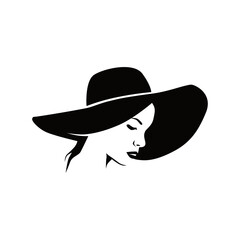 woman with hat vector logo