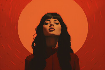 Woman in the dark aesthetic backdrop