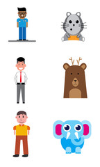 set of funny cartoon animals