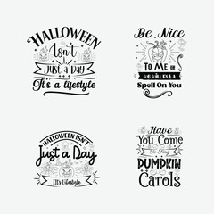 Happy Halloween typography bundle. Scary Halloween with Creative text of Halloween on dark grungy retro background. Vintage halloween svg typography design.