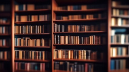 Blurred bookshelf in the library room, education, back to school