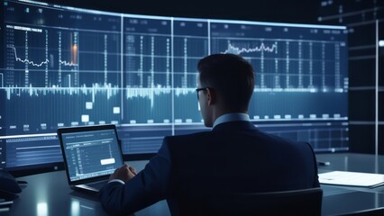 usinessman analyzing company financial balance sheet working with digital virtual graphics Business
