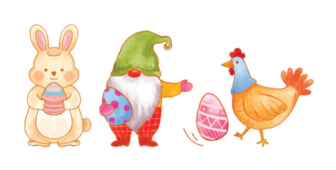 Set of Easter characters vector illustration