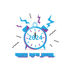 Happy New year 2024 symbol. waker clock vector illustration. decoration for new year banner ads