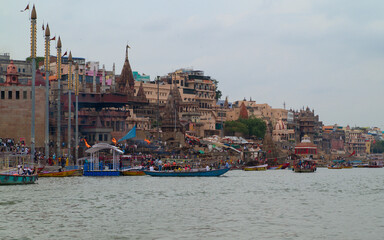 Pilgrims at the Ghats of Varanasi, on the banks of river Ganga
